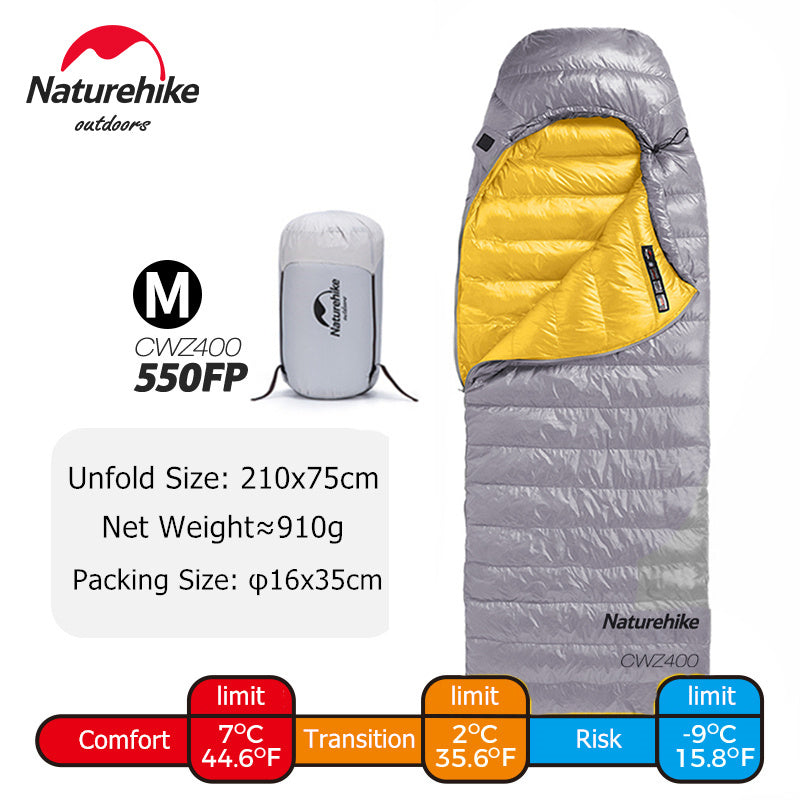 Naturehike Ultra-Light Goose Down Sleeping Bags qishki lagerda eng yuqori qulaylikni ta'minlaydi.