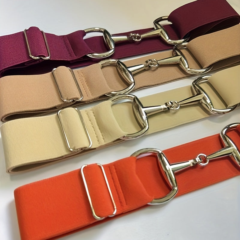 Women's Elastic Waist Belt with Metal Buckle Adjustable Stretchable Accessory