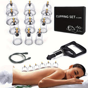 12-Piece Cupping Set with Pump and Extension Tube for Massage and Hijama Therapy