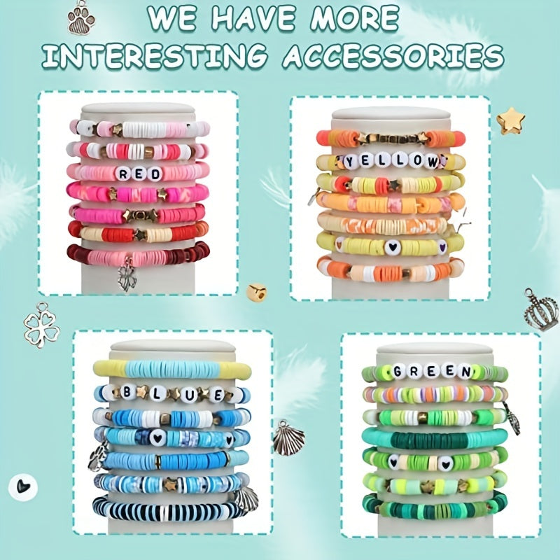 DIY Bracelet Charm Making Kit 120 Colors 12,000 Beads Polymer Clay Jewelry Supplies