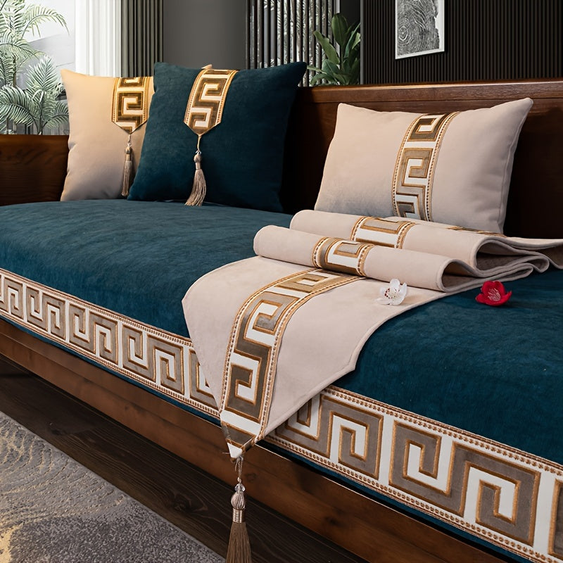 Chinese Style Dustproof Sofa Slipcover for All Seasons Living Room Bedroom Office