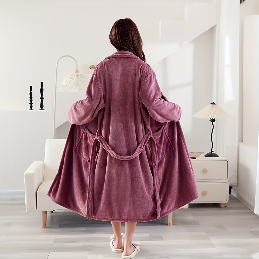 Men and Women Soft Coral Velvet Bathrobe Quick Dry Breathable Non-Shedding