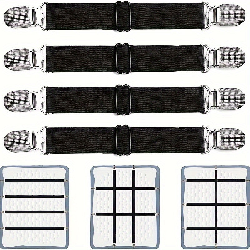 Nylon Bed Sheet Fasteners Clips Secure Bed Sheet Straps with Clasps for Furniture