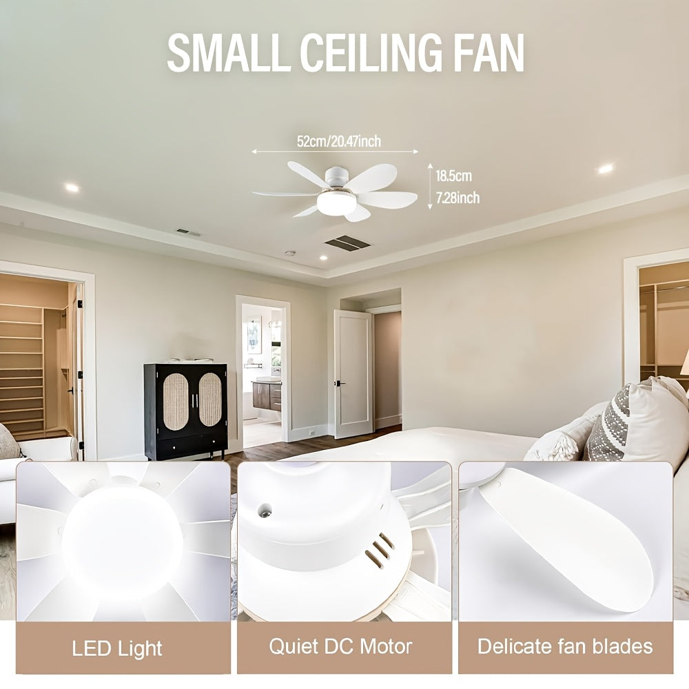 LED Ceiling Fan Light with Remote Control Adjustable Brightness and Color Temperature for Bedroom Kitchen Living Room