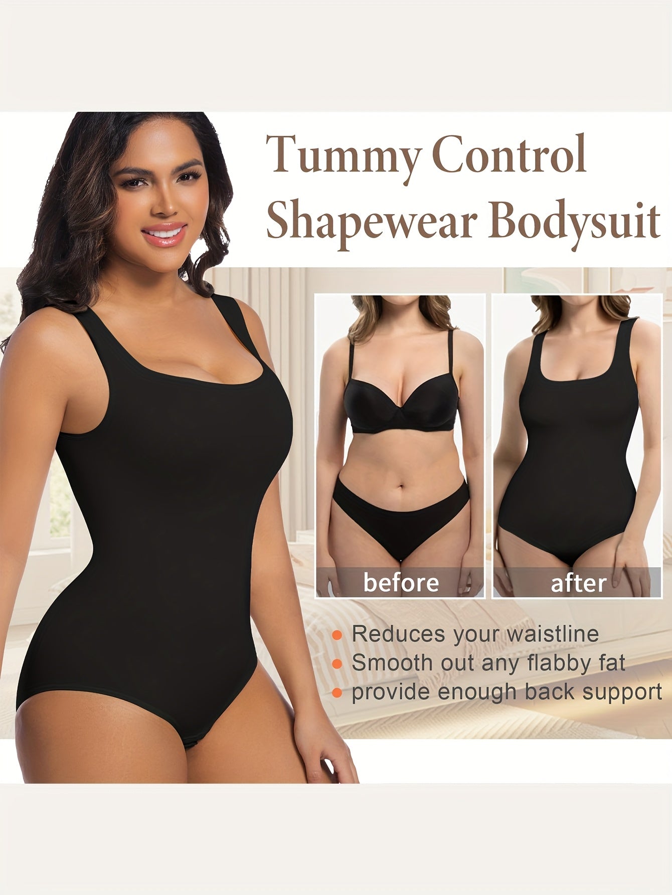 Women's Tummy Control Bodysuit Seamless Breathable Shapewear Medium Compression