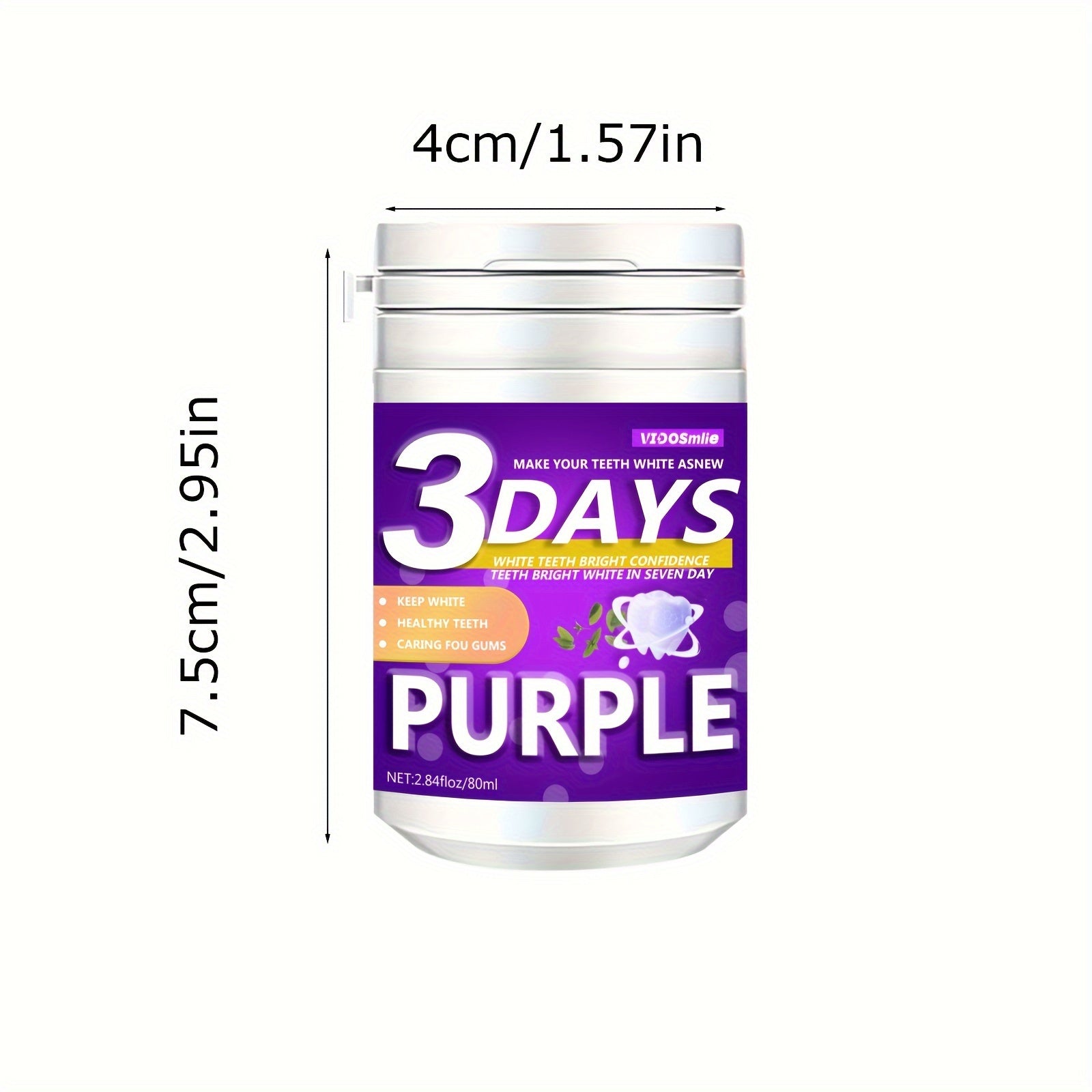 Purple Tooth Powder 80ml Natural Teeth Whitening with Honeysuckle and Mint