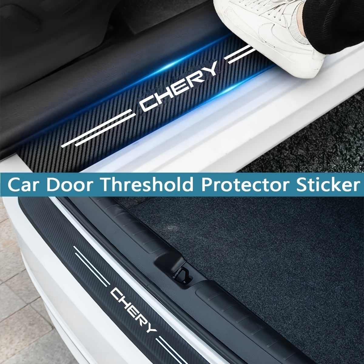 Avtomobil ichki qismi uchun karbon tolali eshik tutqichining himoya filmi to'plami 5 dona oyoq qadamining himoyachisi