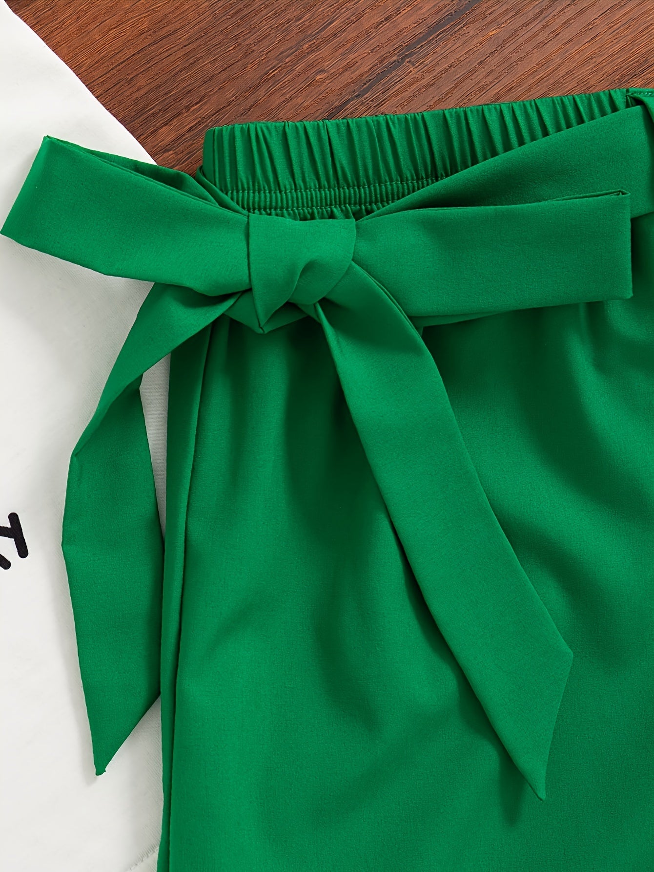 Girls Summer Casual Outfit with Cartoon Print Round Neck T-Shirt and Long Pants