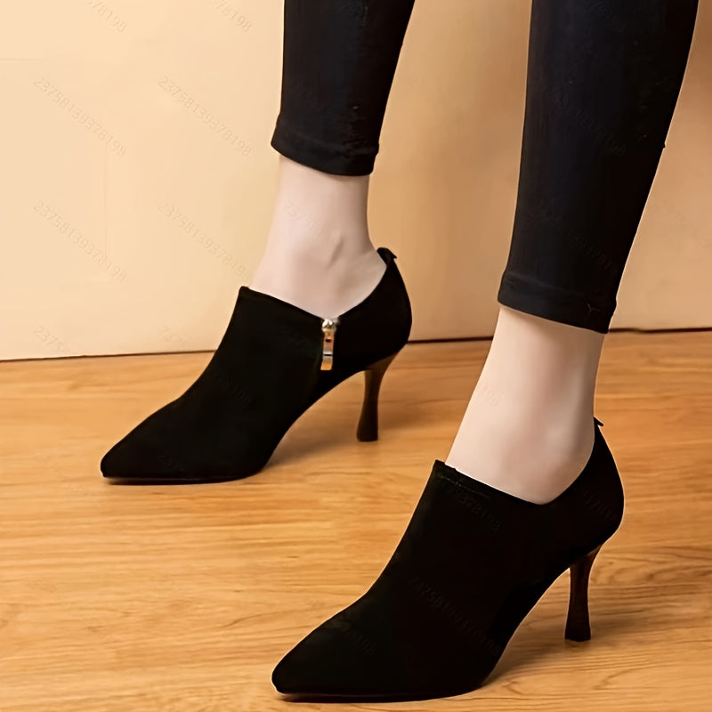 Women's Pointed Toe Stilettos Matte Black Slip-Resistant TPR Sole All-Season