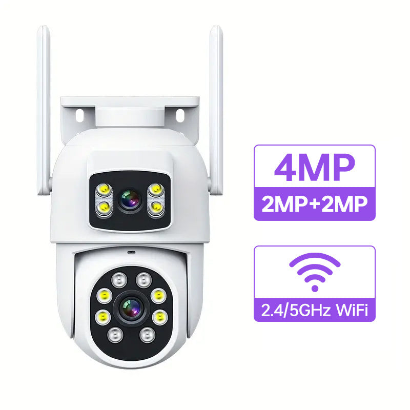 Dual Lens WiFi Security Camera 360° View Night Vision Motion Detection Two-Way Audio