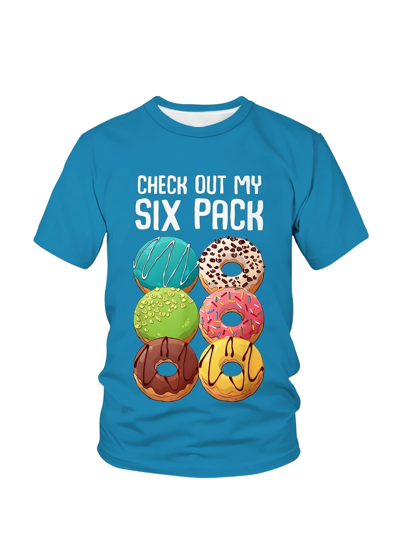 Мужская повседневная футболка с коротким рукавом большого размера с графикой в виде пончика из полиэстера