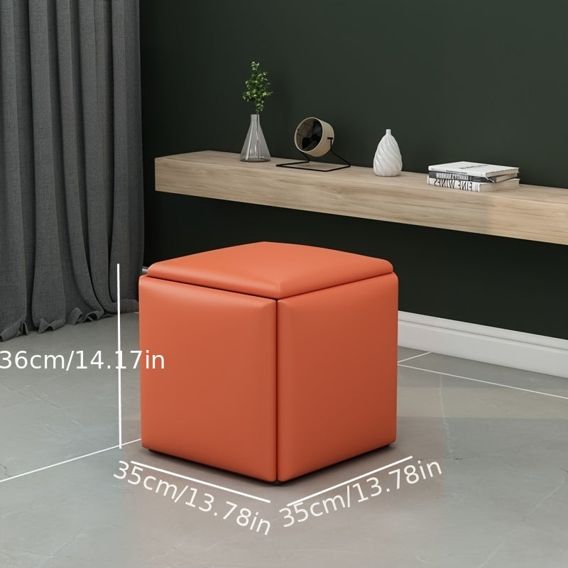 Shimoliy uslubidagi ottoman, yashirin metall ramkali, rang-barang qoplamada 5-in-1 modulli stul, turli muhitlar uchun mukammal - sariq/kulrang/ko'k/yashil va boshqalar.