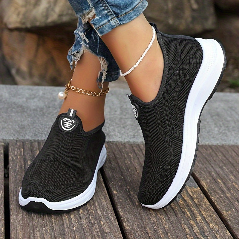 Women's Mesh Slip-On Casual Sneakers with Round Toe Low Top Breathable Fabric Sole