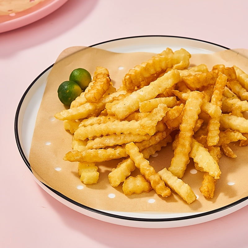 Pack of 50 100 Unbleached Heavy-Duty Perforated Parchment Paper Liners for Air Fryer Oven Steamer