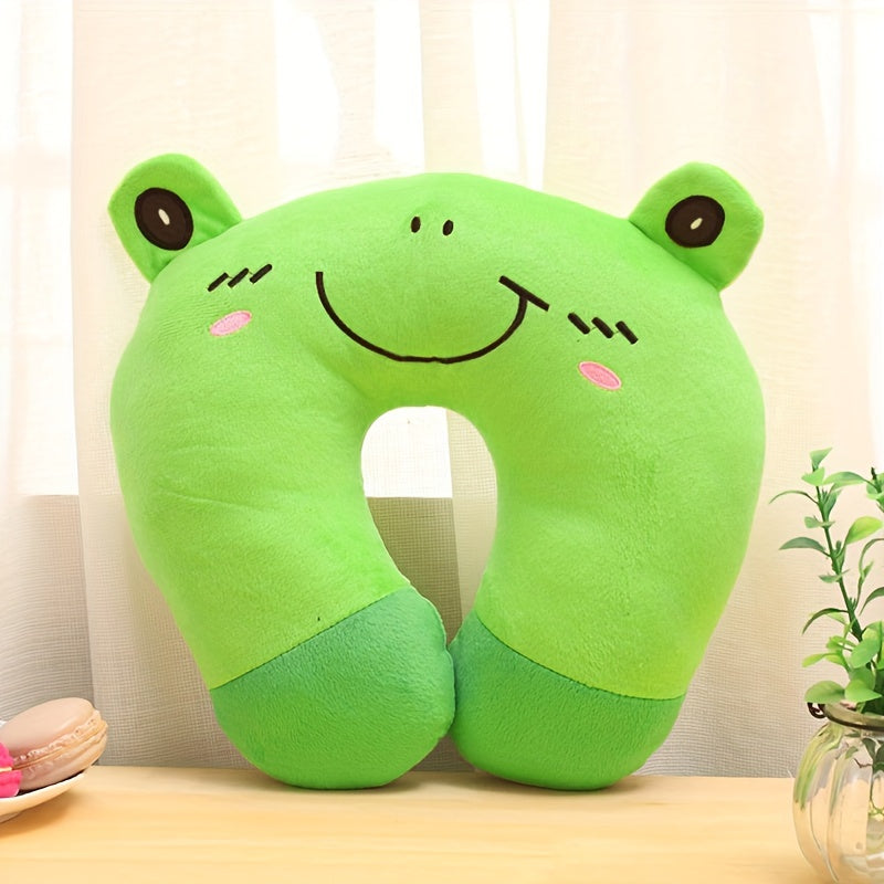 U-Shaped Travel Neck Pillow with Cute Animal Print for Support and Comfort