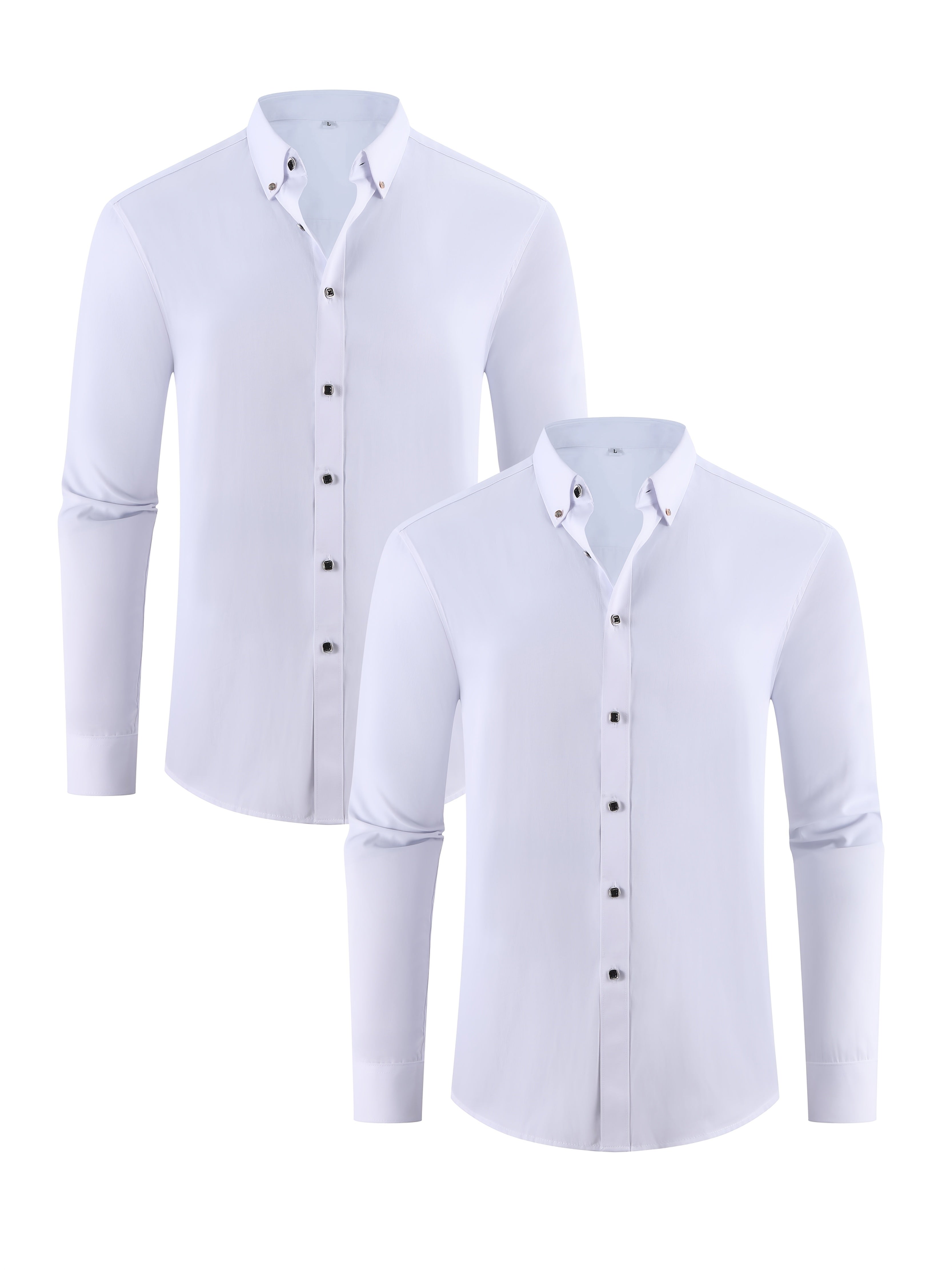 Men's Plus Size Dress Shirts Long Sleeve Collared Button-Up for Business Spring Fall