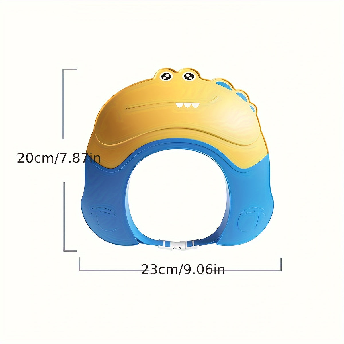 Kids Waterproof Shower Cap with Dinosaur Design Ear Protection Adjustable Fit Blue and Yellow