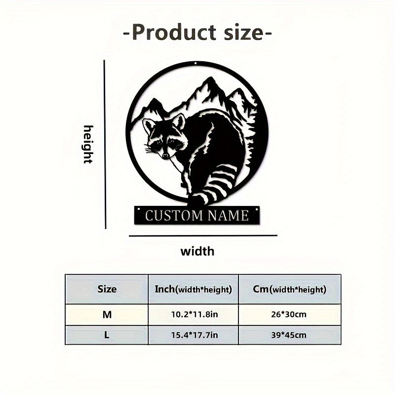 Custom Raccoon Metal Sign Weatherproof Wall Art for Home Cabin Patio Decor