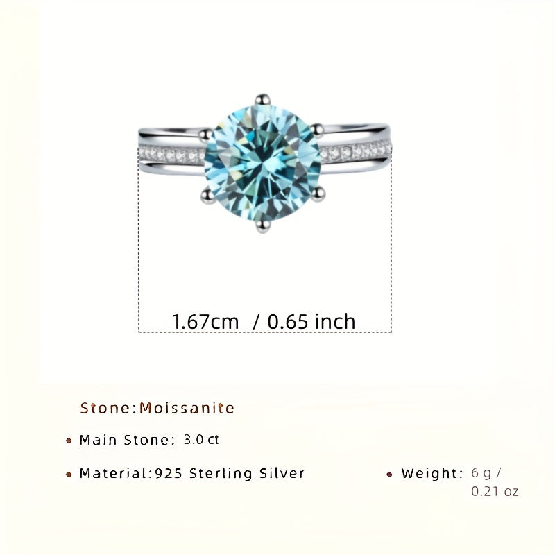 Elegant Moissanite Engagement Ring 3.0 Carat Sterling Silver Wedding Promise Jewelry