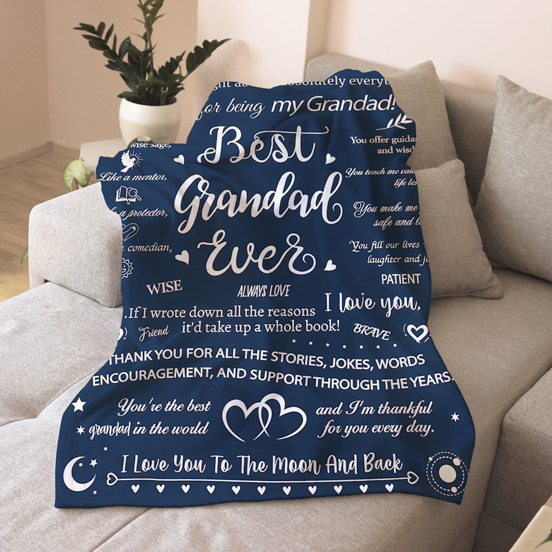 Personalized Throw Blanket for Grandad Soft Cozy Gift from Grandchildren