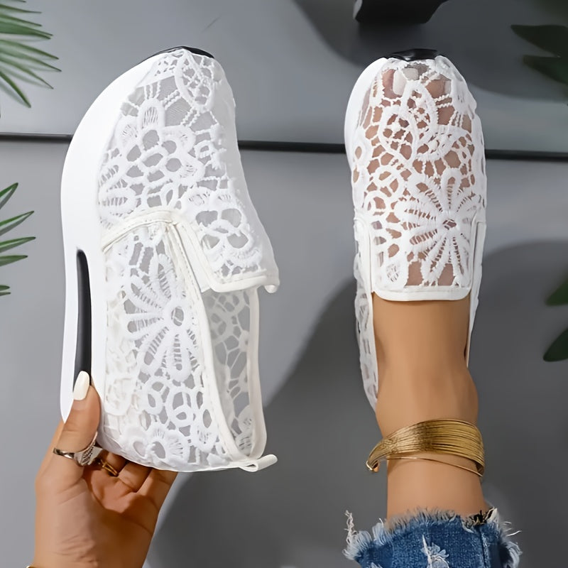 Women's Hollow-Out Low-Top Sneakers, Breathable, Lightweight, Casual Outdoor Shoes
