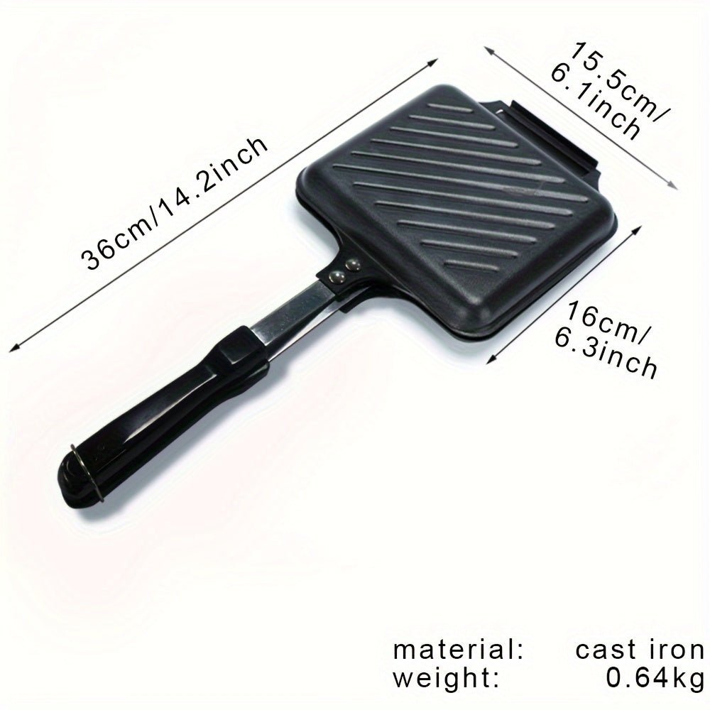 Stovetop Sandwich Maker Non-Stick Plates for Gas and Induction Stoves Black