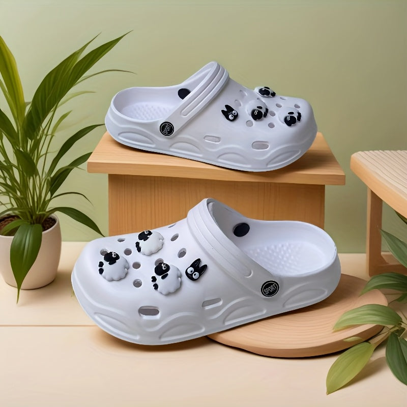 Женские дышащие легкие сабо из EVA для сада с животным принтом и шармами