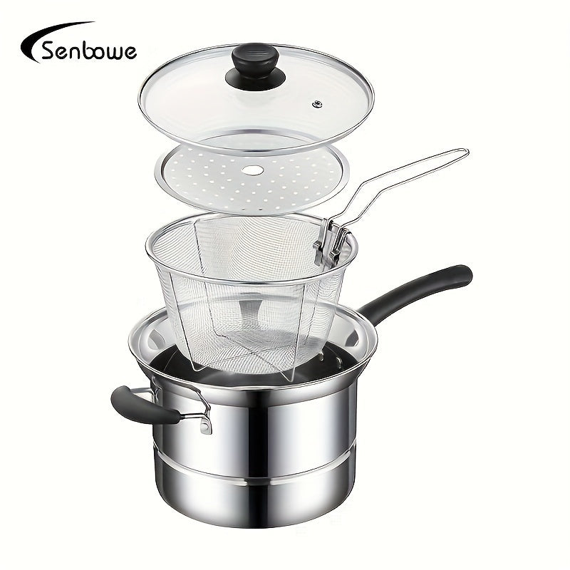 Stainless Steel Cooking Set with Deep Fryer Steamer Basket and Lid