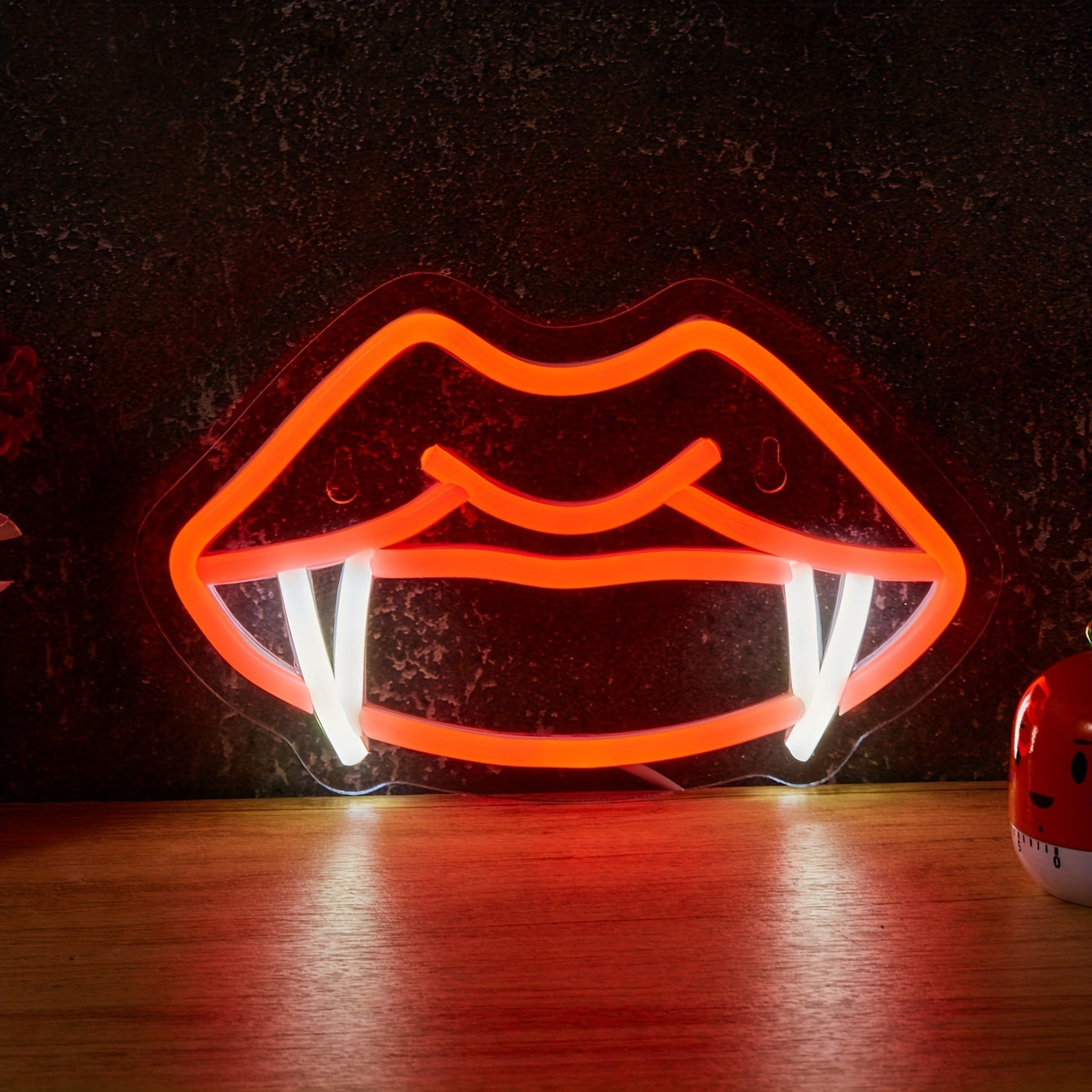 Neon Light Backboard Design with Teeth and Fangs for Man Cave Decoration USB Powered