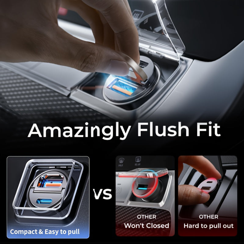 Mini Metal Car Charger 90W Dual USB C PD QC3.0 Fast Charging Adapter