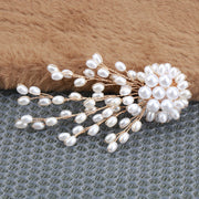 Faux Pearl Flower Brooch Pin Enamel Gothic Statement Jewelry