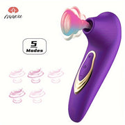 Women Silicone Rechargeable Sucking Vibrating Sex Toy with 5 Modes in Purple Red Beige Black