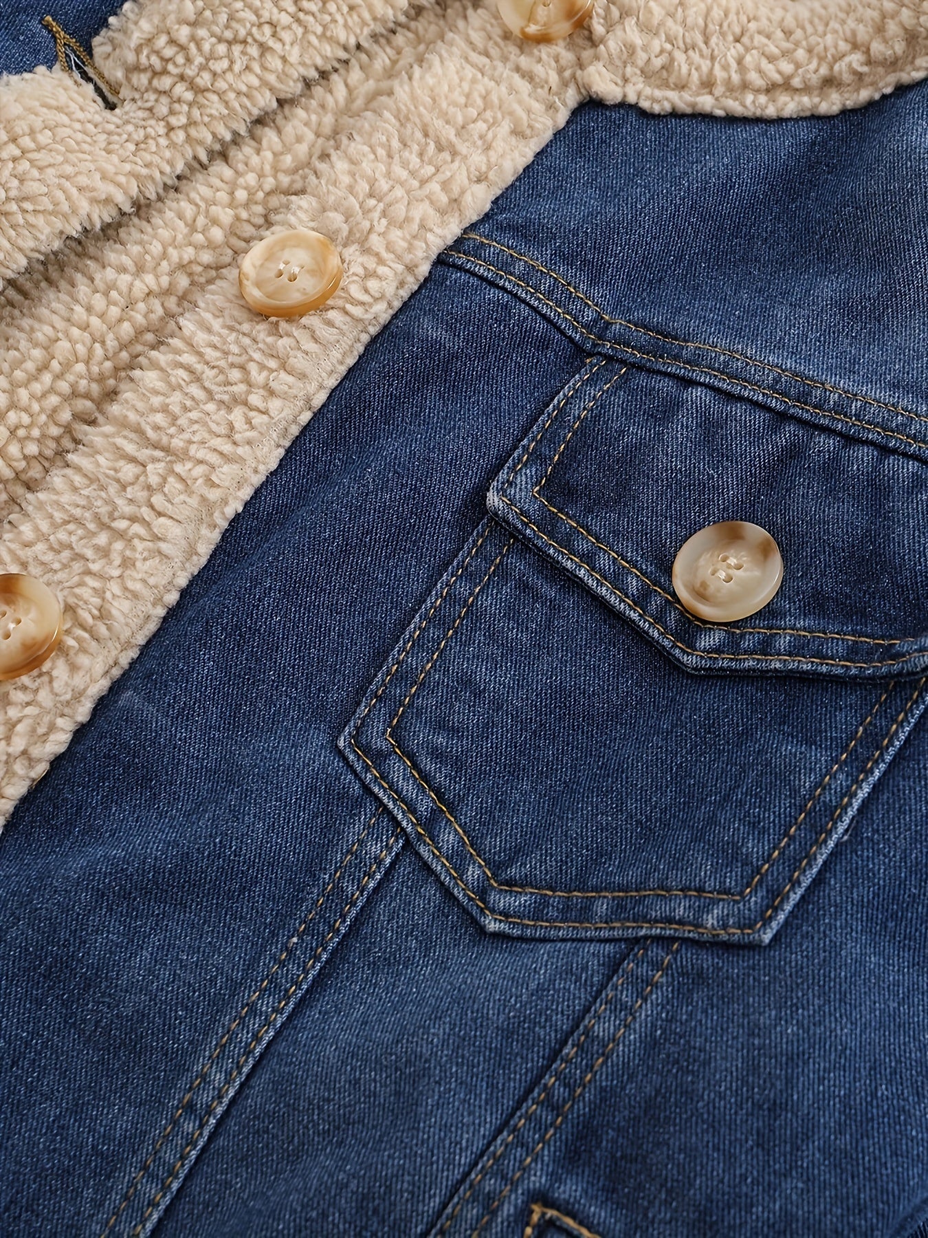 Plus Size Denim Jacket for Women Fleece-Lined Casual Coat with Pockets