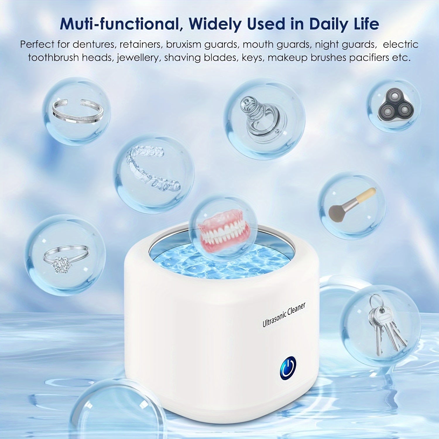 Tish protezlari, ushlagichlar va zargarlik buyumlari uchun portativ marjon tozalagich; ota-onalar uchun ideal sovg'a.