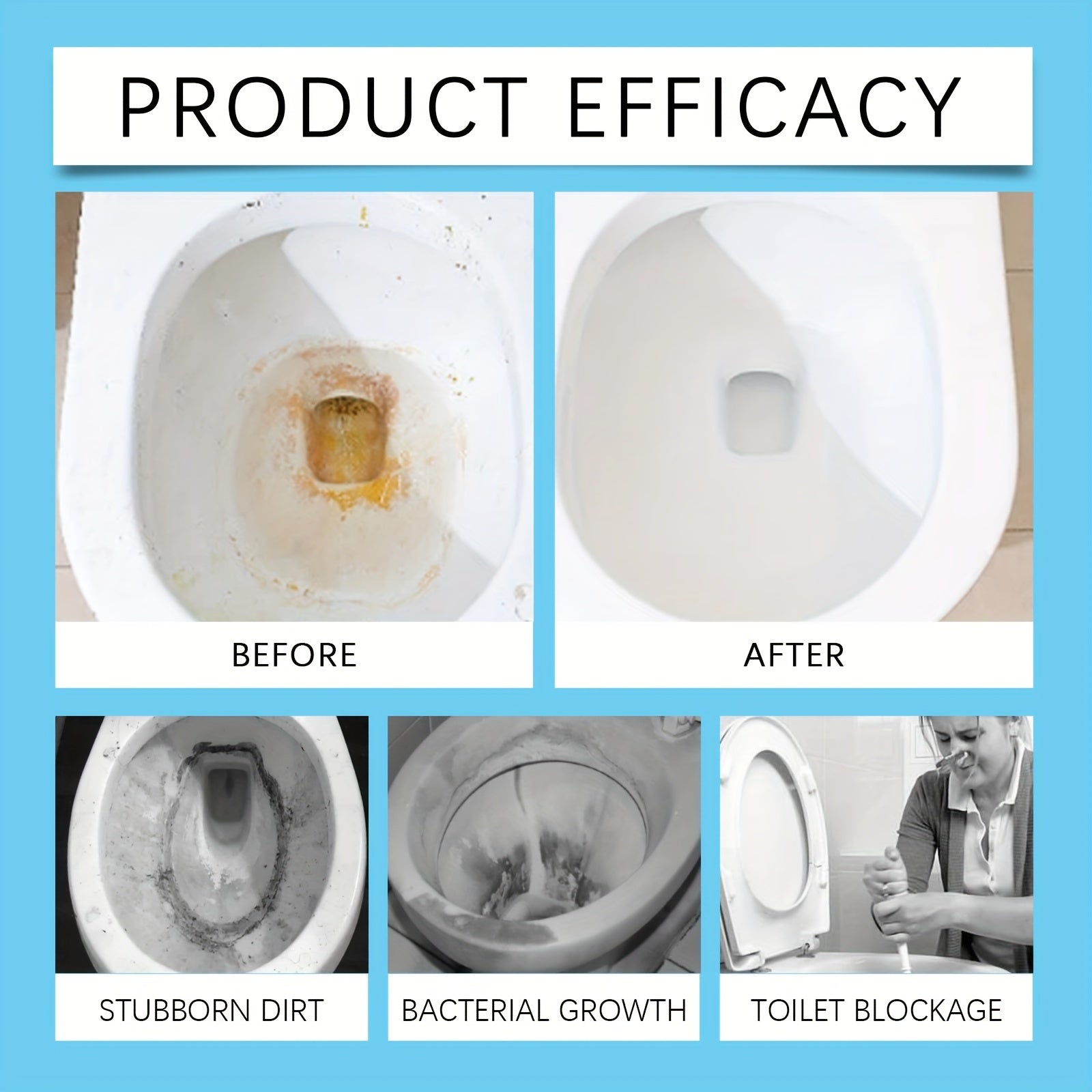 Bathroom Toilet Cleaning Tablets - Stain and Odor Removal, Bubble Technology