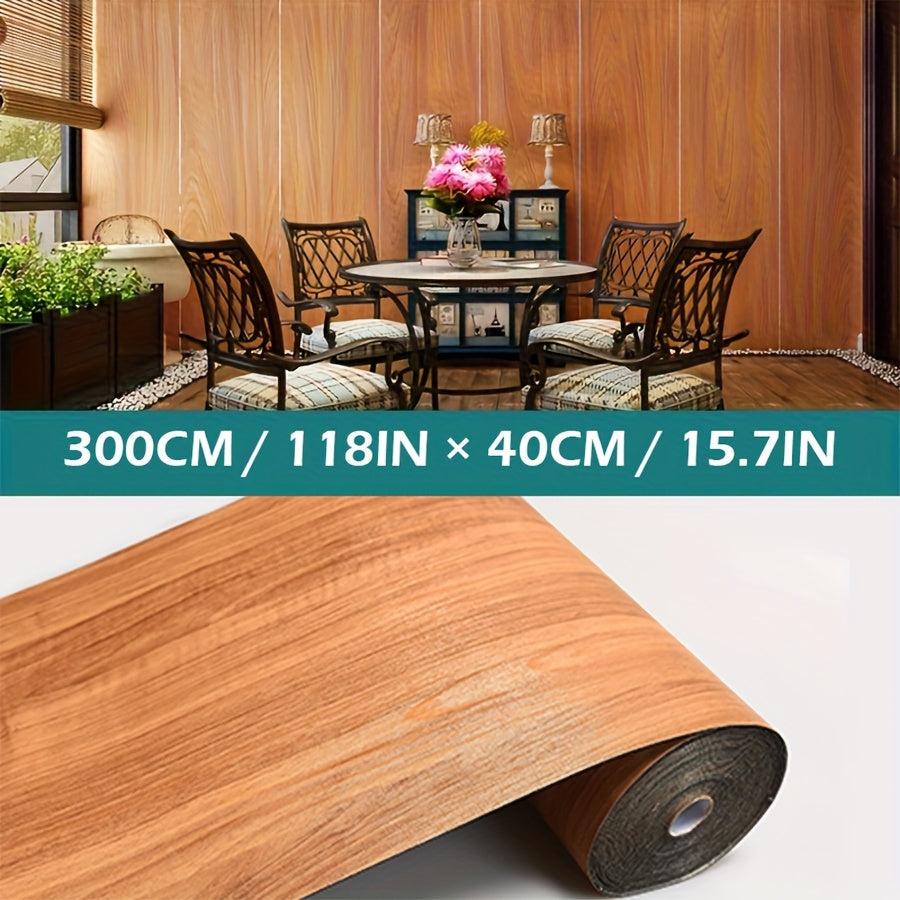 Retro Wood Grain Self-Adhesive Wallpaper Waterproof Oil-Resistant for Furniture and Room Makeovers 39.88cm x 299.72cm