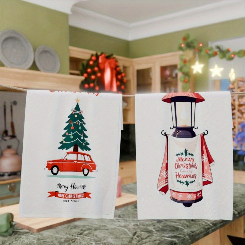 Christmas Kitchen Towels 18x66cm Set Soft Festive Holiday Decor Gift