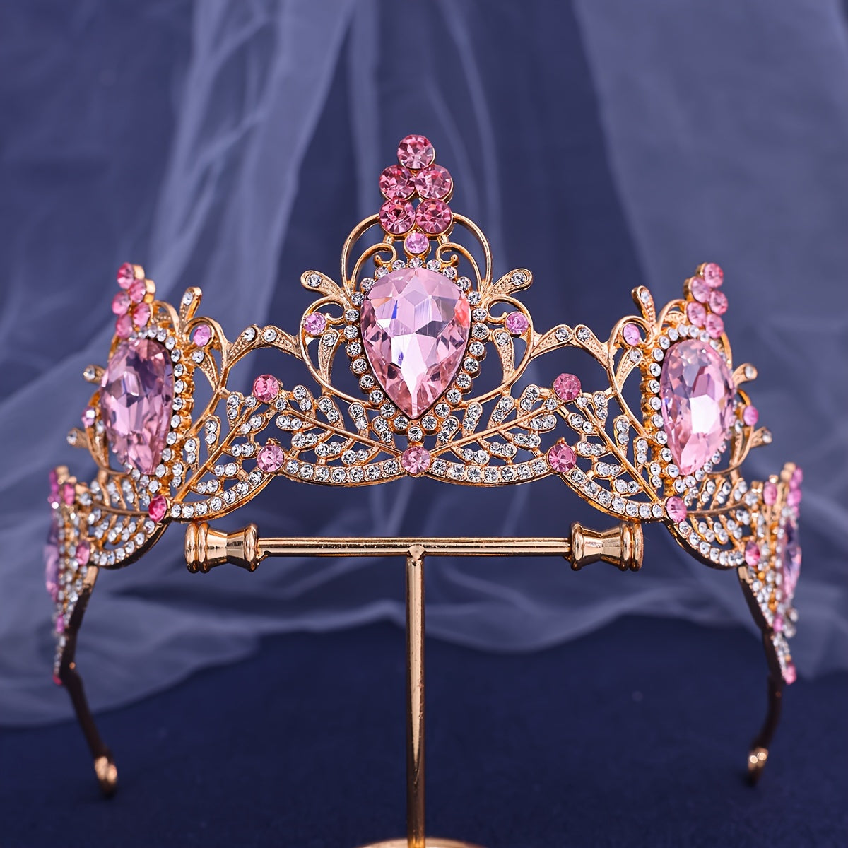 Baroque Style Crown Tiara with Rhinestones for Princesses and Queens Wedding Hair Accessory