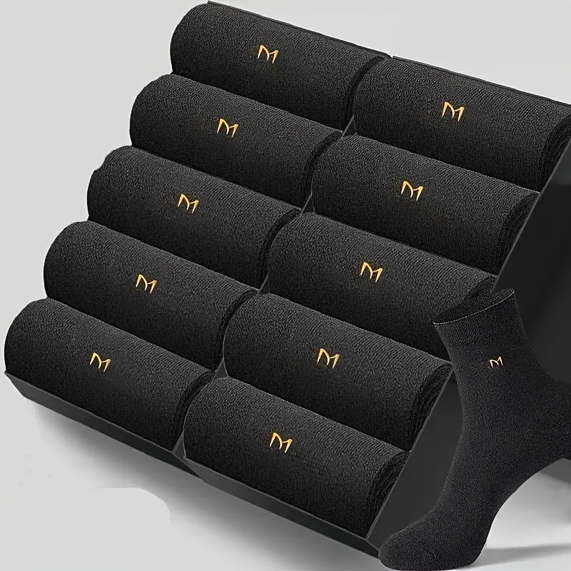 Men's Breathable Mesh Dress Socks 10 Pairs Odor-Resistant Comfortable Fits US Sizes 9-11