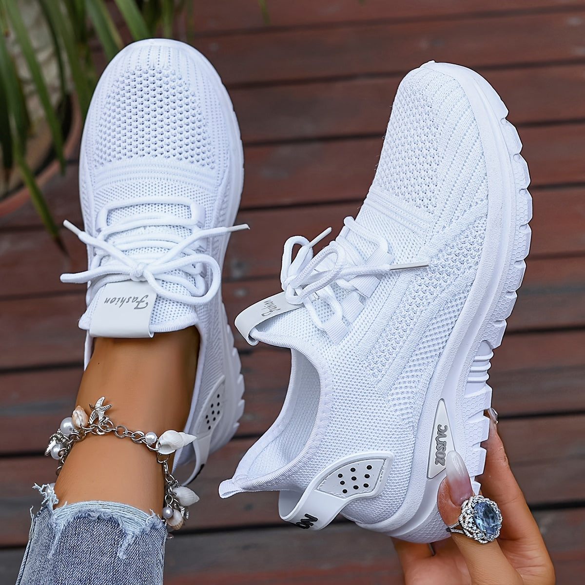 Women's Mesh Sneakers Lightweight Non-Slip Running Shoes White Casual Allseason