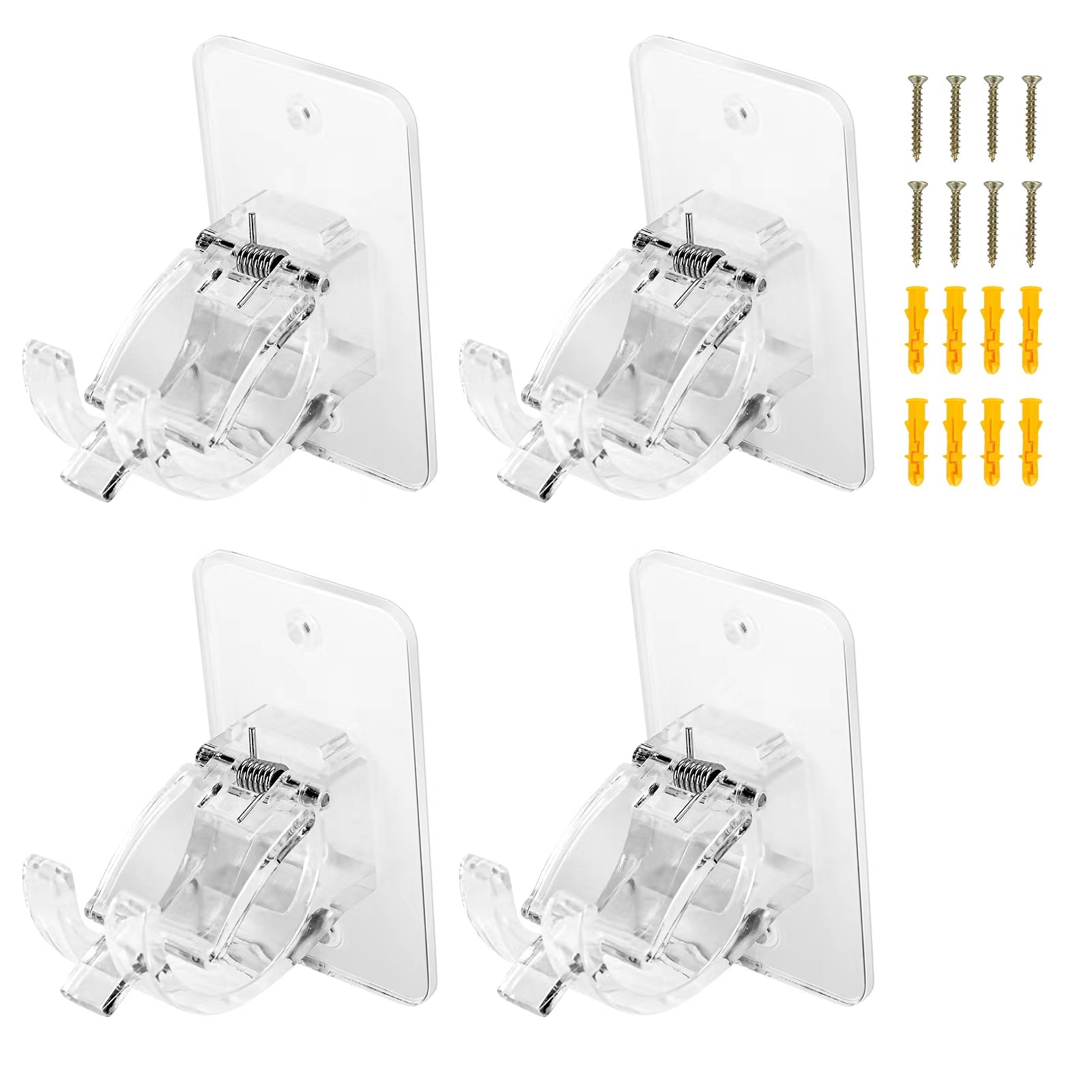 Self-Adhesive Curtain Pole Brackets 40mm Diameter Pack of 4 with Screws