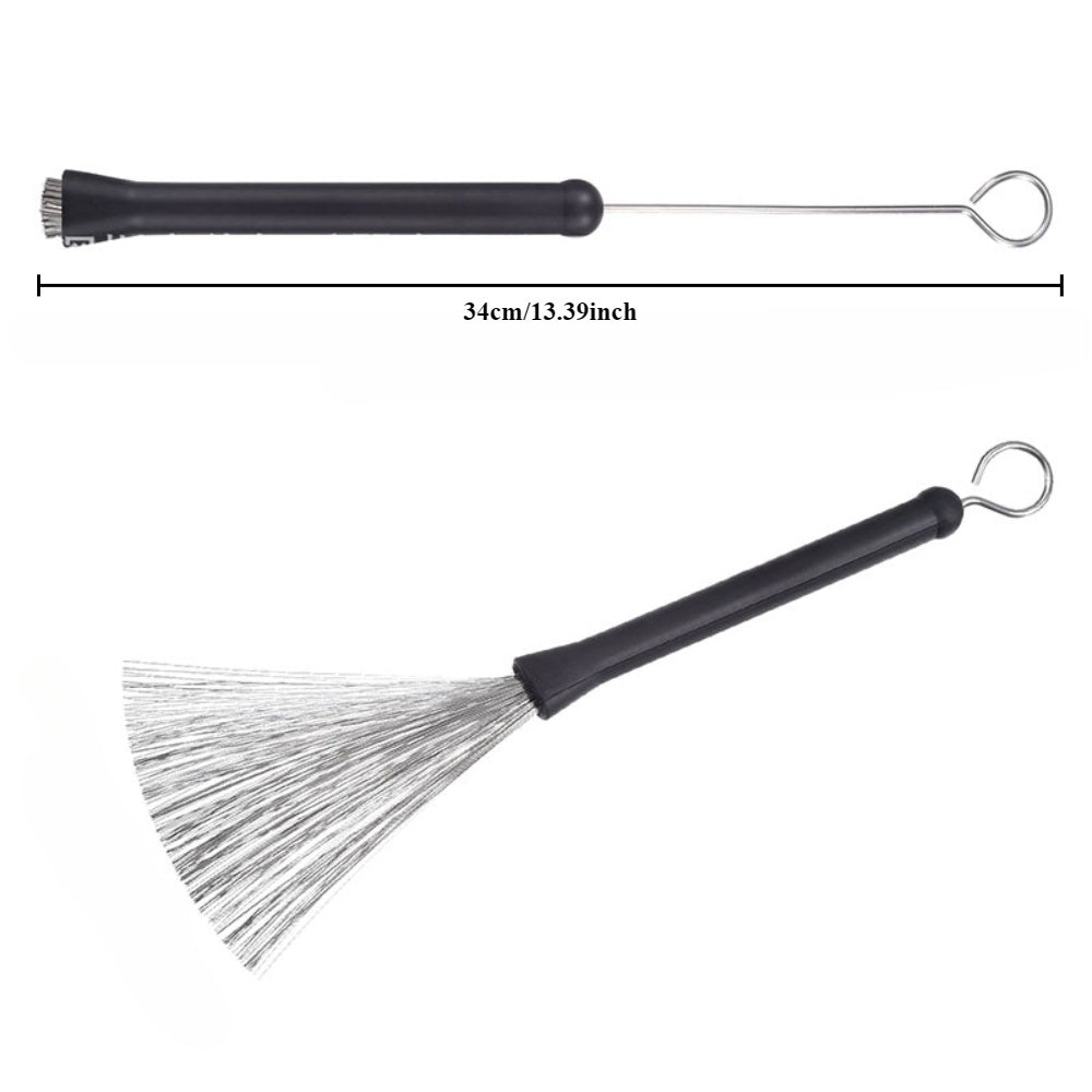 Retractable Drum Brush Set Black for Jazz Drumming Percussion Accessories