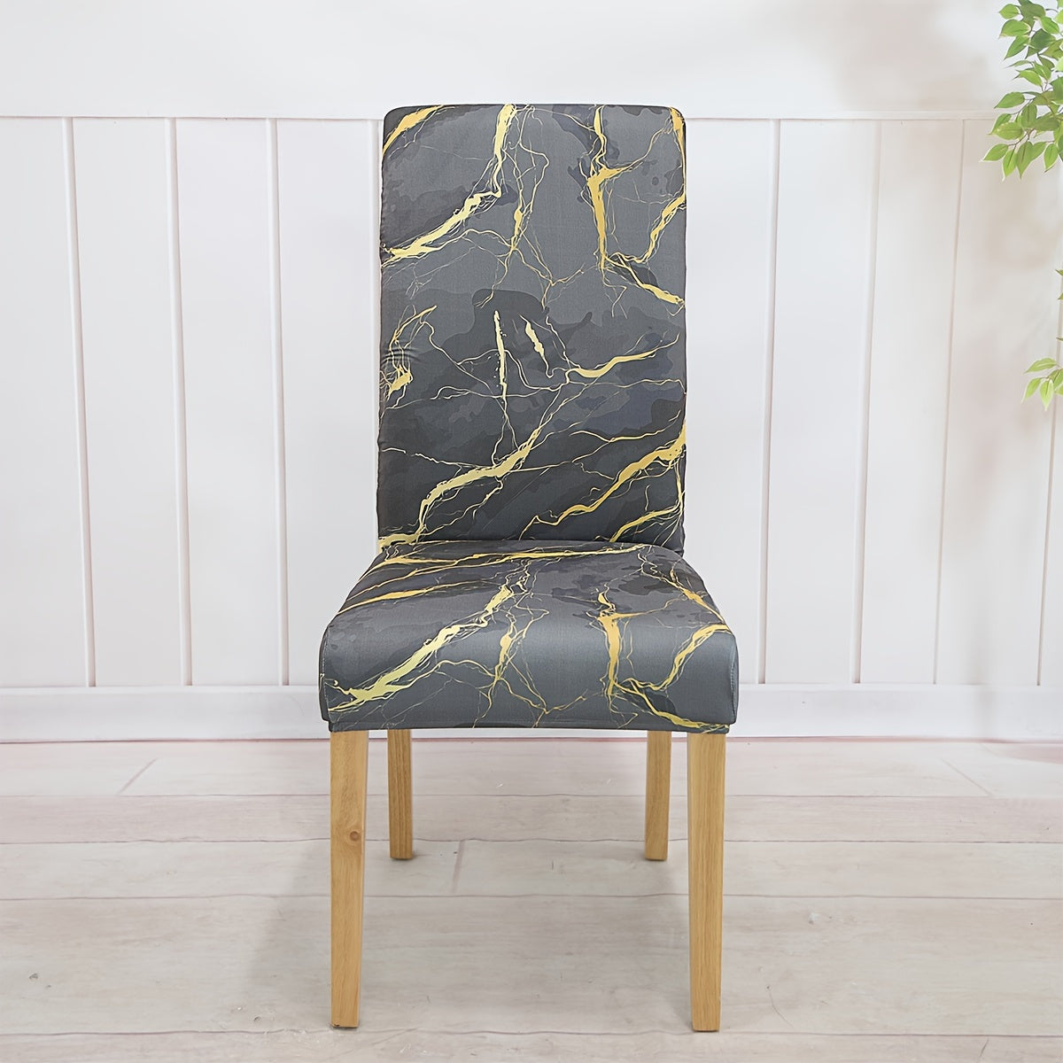 4-6 Milk Chair Slipcovers Marble Texture Elastic Dining Kitchen Home Decor