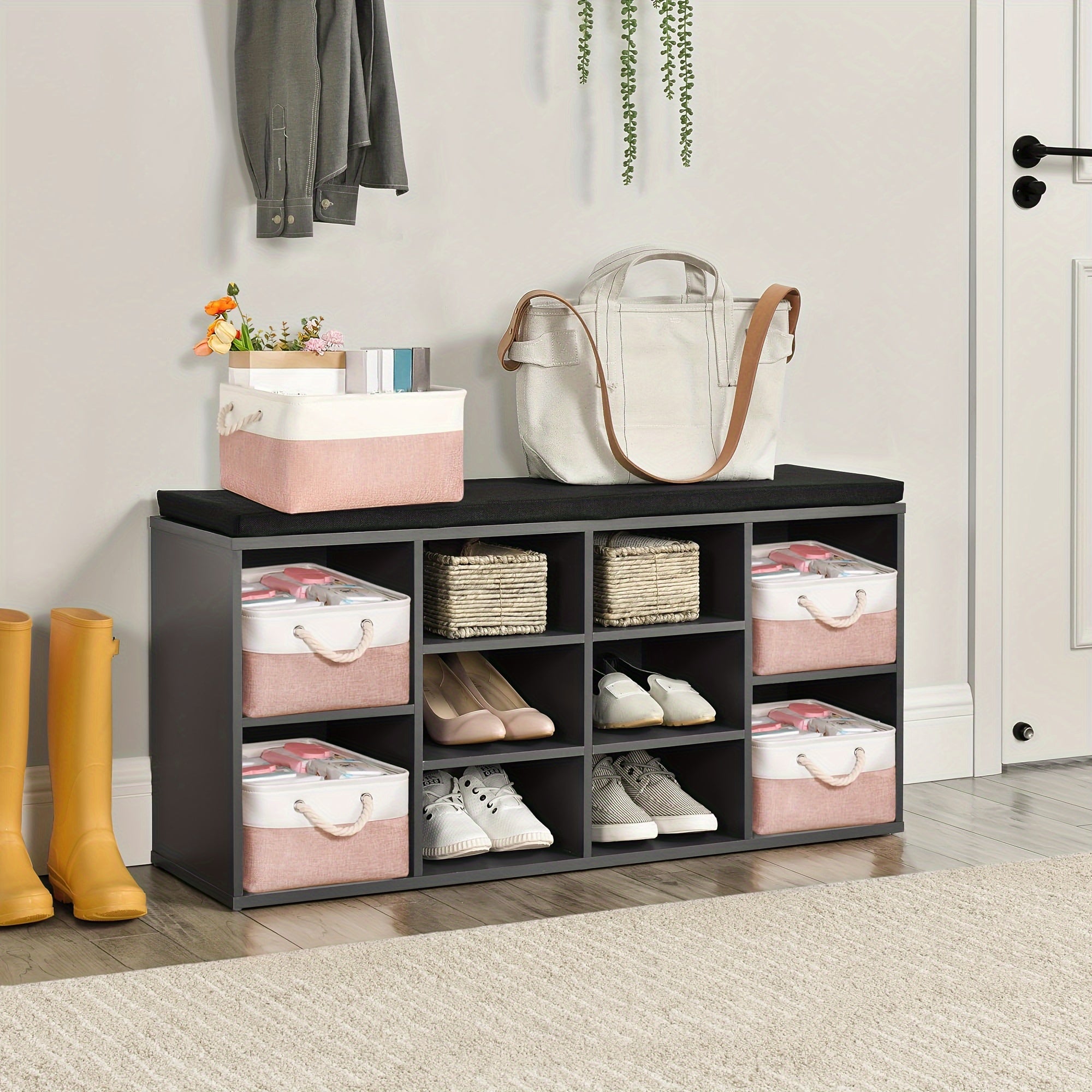 Foldable Home Storage Basket with Handle for Shelves and Wardrobes, Multi-Use