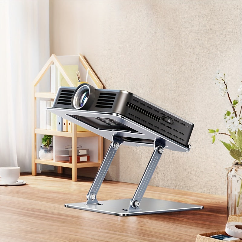Adjustable Alloy Projector Stand with Phone and Remote Holders for Home and Outdoor Cinemas