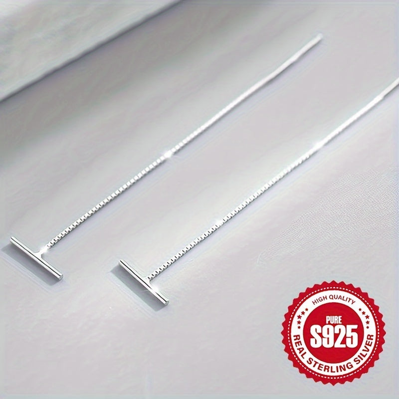 Sterling Silver T-Shaped Earrings for Women Hypoallergenic Everyday Jewelry