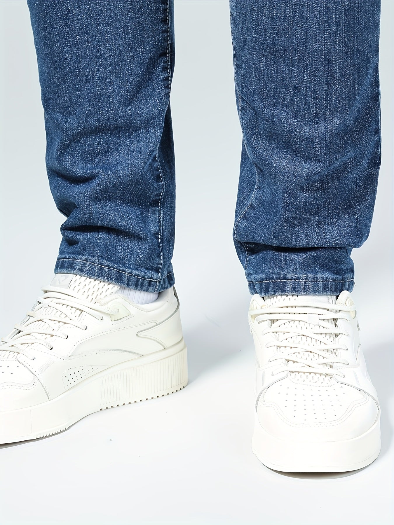 Мужские узкие прямые повседневные джинсы из высококачественного денима с небольшим растяжением