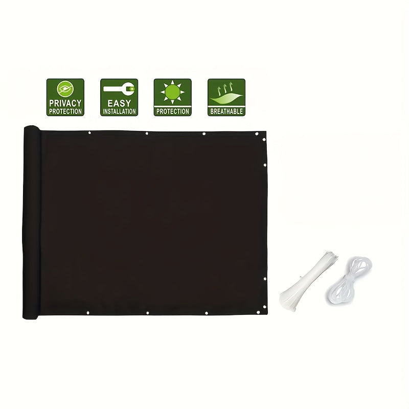 Black Polyester Privacy Screen for Balcony Porch Deck UV Water-Resistant Breathable Fabric