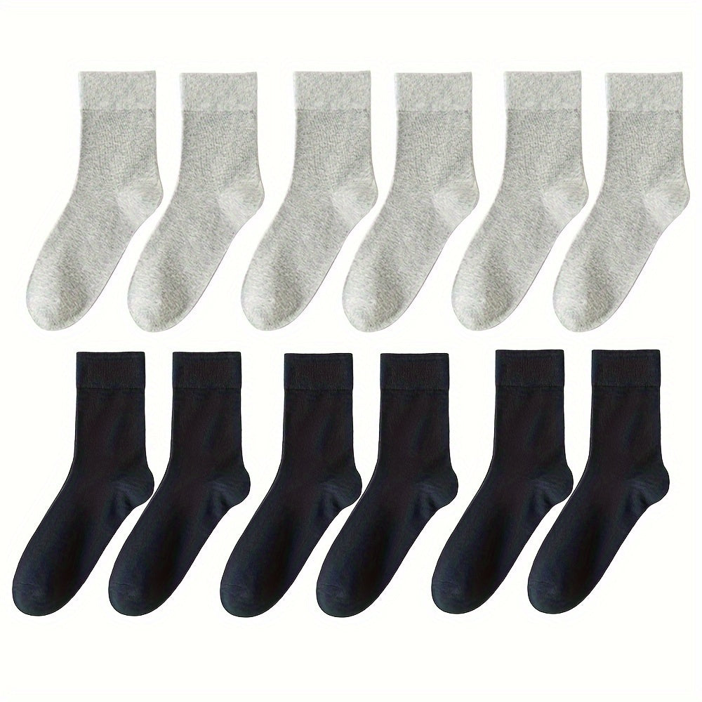 Unisex Cotton Crew Socks 6 Pairs Breathable Sweat-Absorbing Comfortable