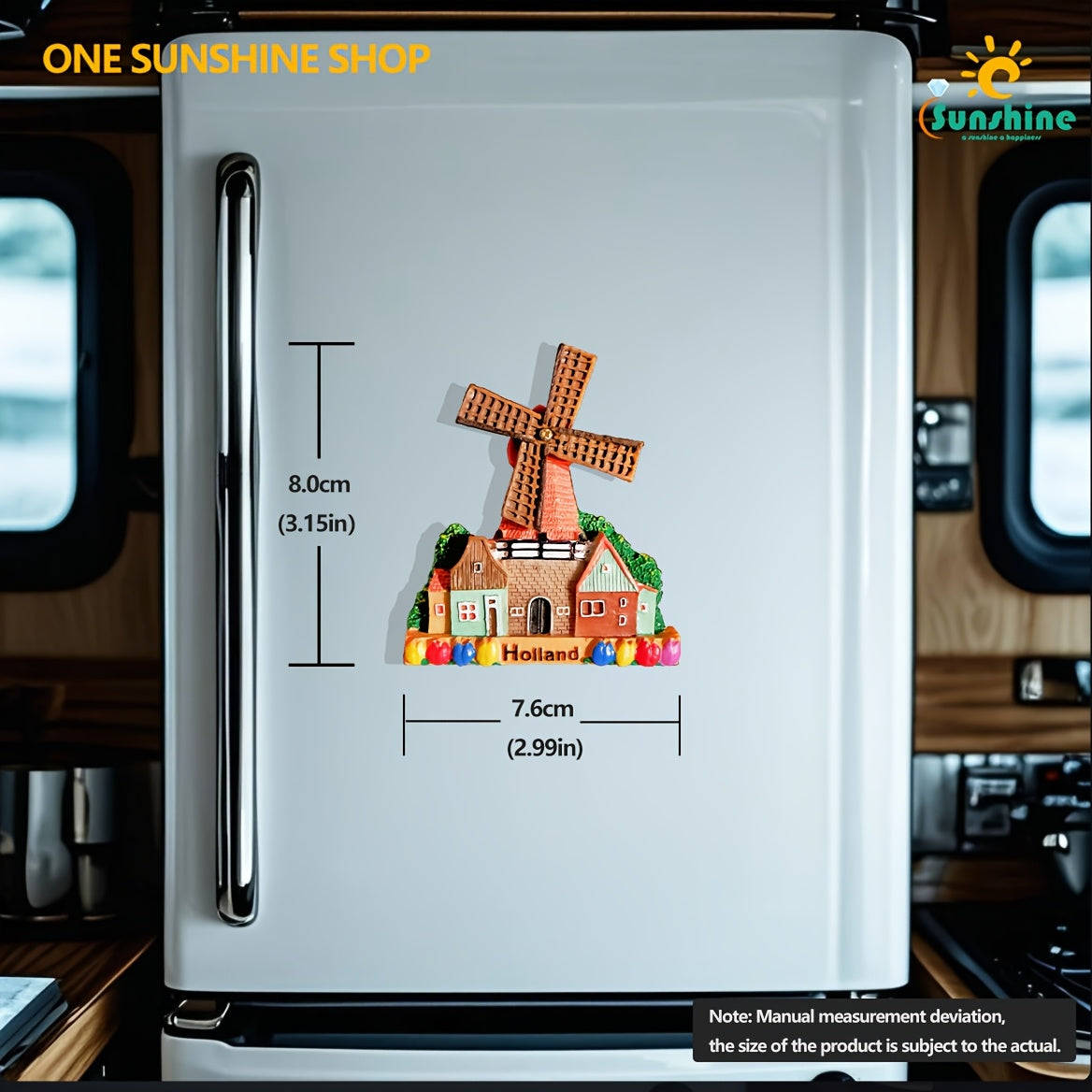 Creative Resin Windmill Magnetic Refrigerator Decoration for Home Outdoor Camping